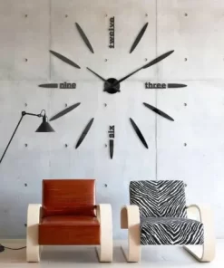 3D Frameless 47 Inches Black Wall Clock for Living Room Bedroom Office Decor Kenya