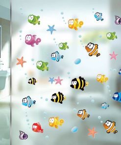 Fish & Bubbles Bathroom Wall Sticker | Sea Life Bathroom Wall Stickers | Ocean Fish Wall Decals Stickers Under The Sea Wall Decal