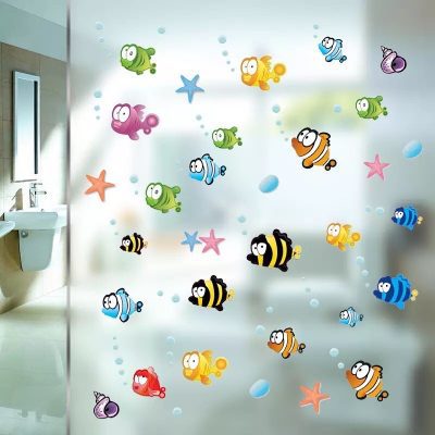 Fish & Bubbles Bathroom Wall Sticker | Sea Life Bathroom Wall Stickers | Ocean Fish Wall Decals Stickers Under The Sea Wall Decal