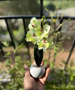 Artificial Mini- Artificial Orchid Plant In A Pot Flowers Potted Small Indoor House Office Online | Artificial Orchids Flowers Shopping Store Kenya