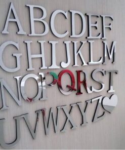 Silver Acrylic Mirror Alphabet Letters English 3D Wall Sticker Decoration Room Decor 10cm Self Adhesive Alphabet