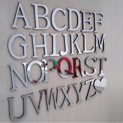 Silver Acrylic Mirror Alphabet Letters English 3D Wall Sticker Decoration Room Decor 10cm Self Adhesive Alphabet