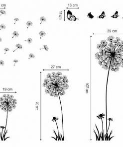 Dandelion Wall Sticker | KIDSKY Black Dandelion Wall Decals Flying Flowers - Sensuite Decor