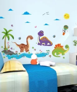 Dinosaur Wall Sticker for Kids Room | Cute Cartoon Dinosaur Wall Sticker | Dinosaur Wallpaper Mural