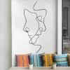 Minimalist Abstract Line Face Art Wall Decal | Minimalist Couple Face Line Art Wall Decals | Line Art Face Mural