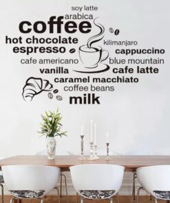 Coffee Wall Sticker | Coffee Wall Decal Removable Cute Coffee | Coffee Cup Wall Sticker Kitchen | Cup of Coffee Sticker | Kitchen Wall Decor