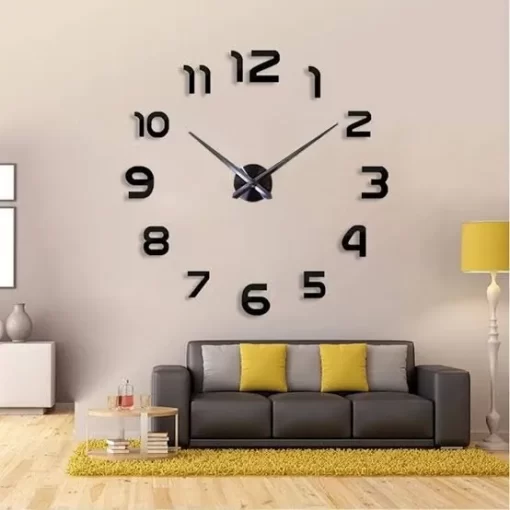 3D DIY Modern Wall Clock 47 Inches Numeral | 3D 47 Inch Modern Clock Price in Kenya| Modern Design 3D Black Clock Online Kenya