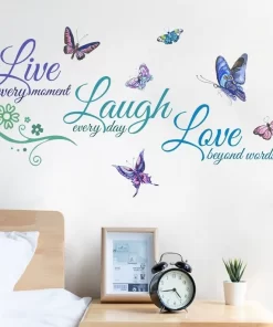 Live Every Moment, Laugh Everyday, Love Beyond Words Wall Decal Saying