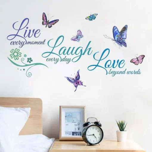 Live Every Moment, Laugh Everyday, Love Beyond Words Wall Decal Saying