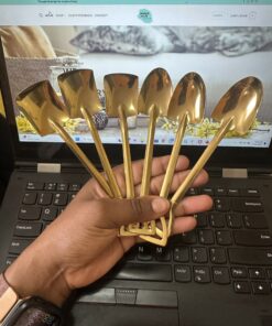 Stainless steel coffee tea cream retro shovel scoop novelty dinner spoon set of 6