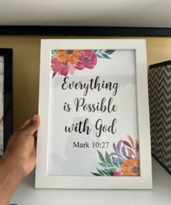 Everything Is Possible With God A4 Wall Art | Framed Wall Prints |Modern Framed Decor | Faith-Inspired Home Decor Nairobi